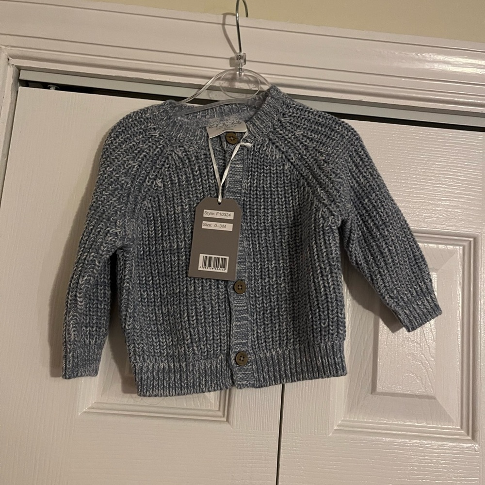 Gray/Bluish Knit Button-Up Cardigan
